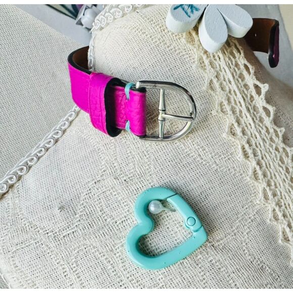Return To Tiffany & Co Fuchsia Narrow Leather Bracelet, S/M, Silver - Picture 3 of 7